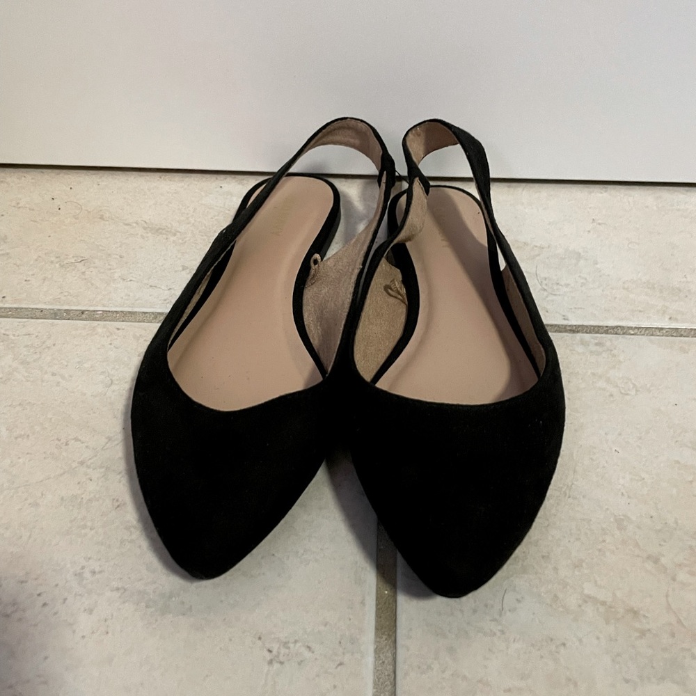 Black suede flats